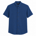 Textured Blue Short Sleeve Shirt