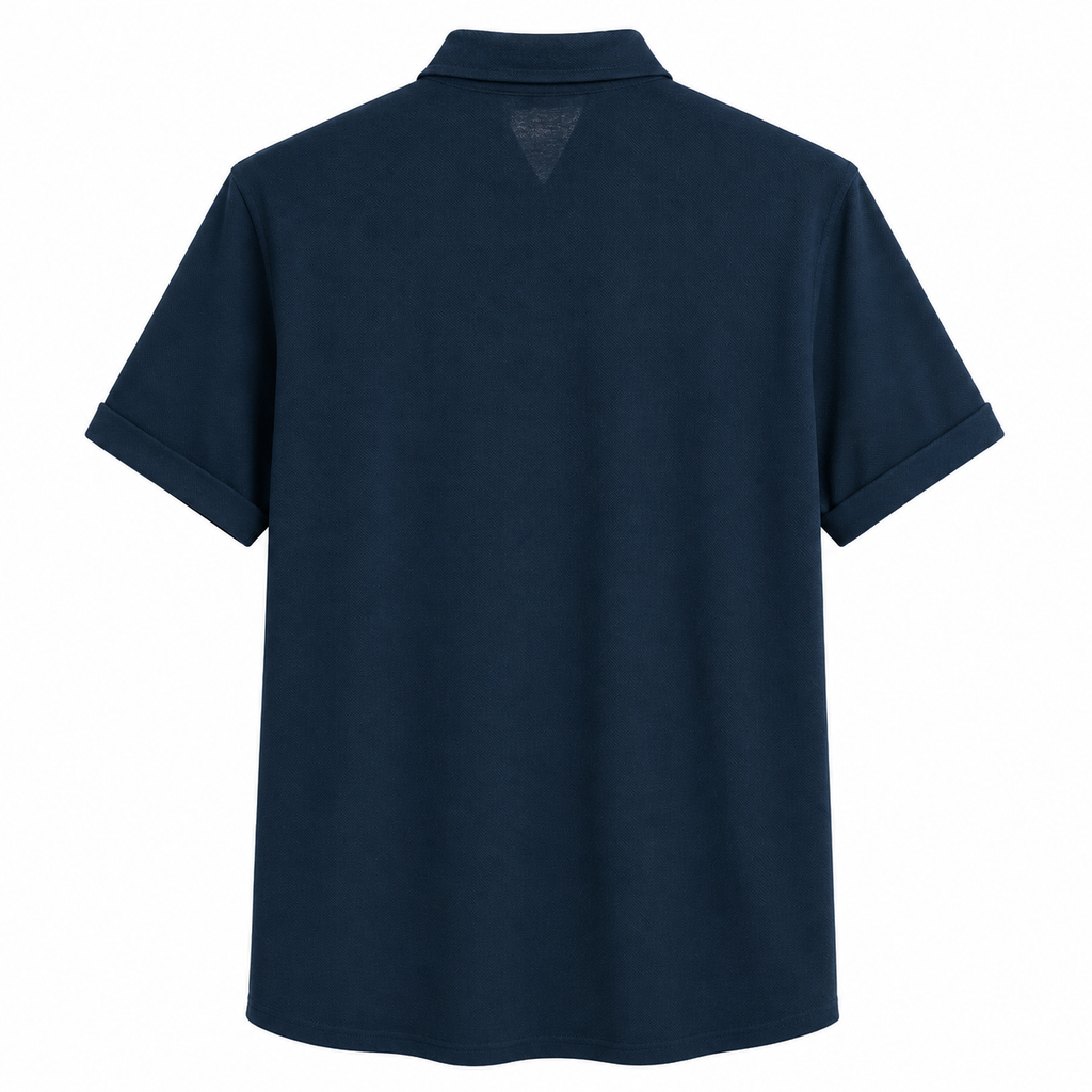 Navy Short Sleeve Polo Collar Shirt