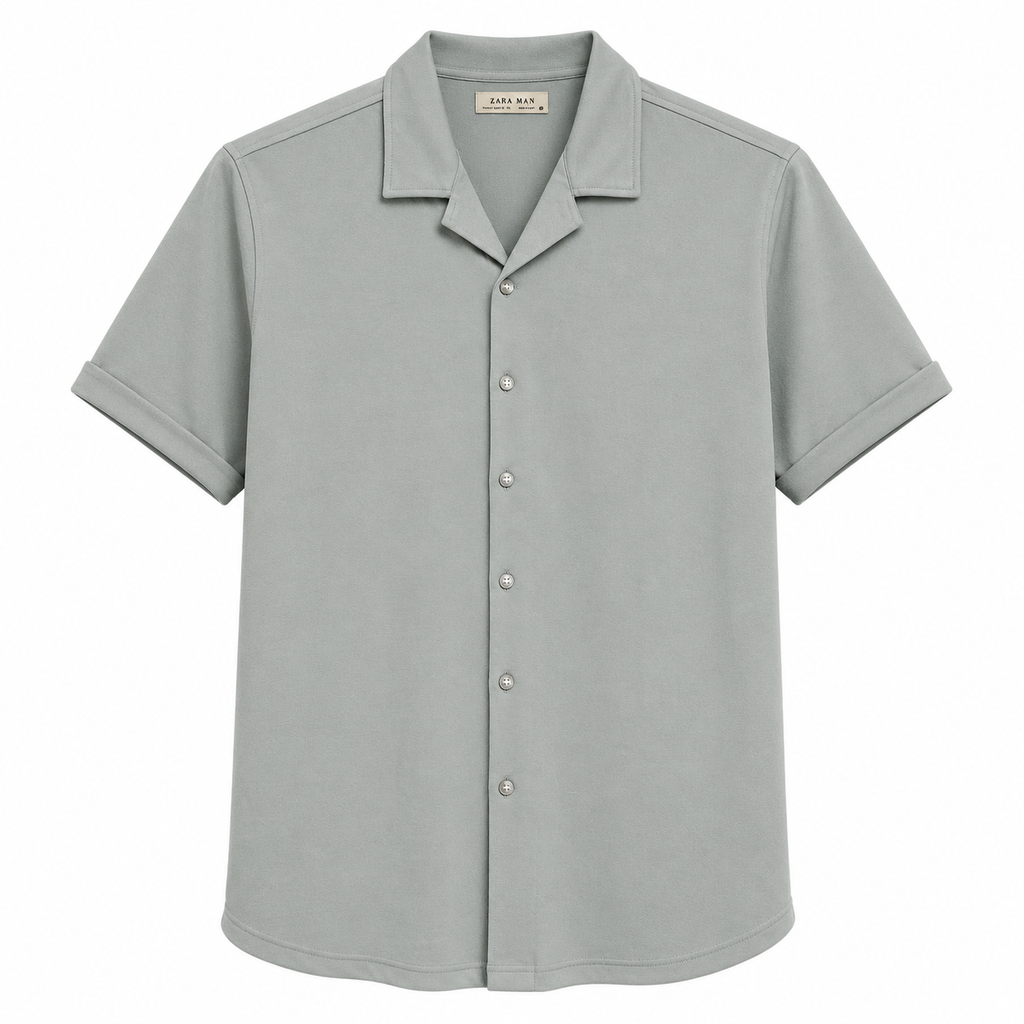Sage Green Relaxed Fit Camp Collar Shirt