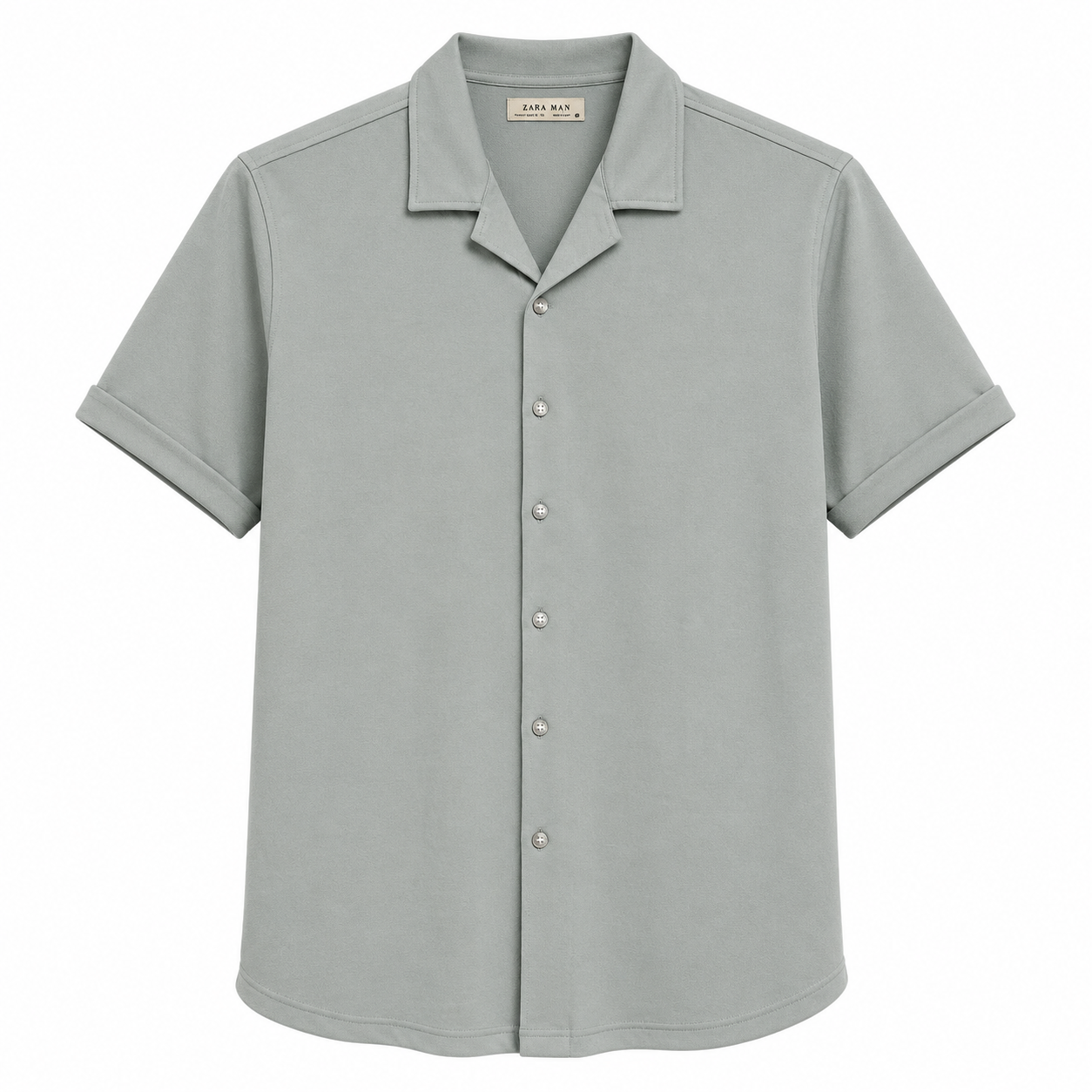 Sage Green Relaxed Fit Camp Collar Shirt