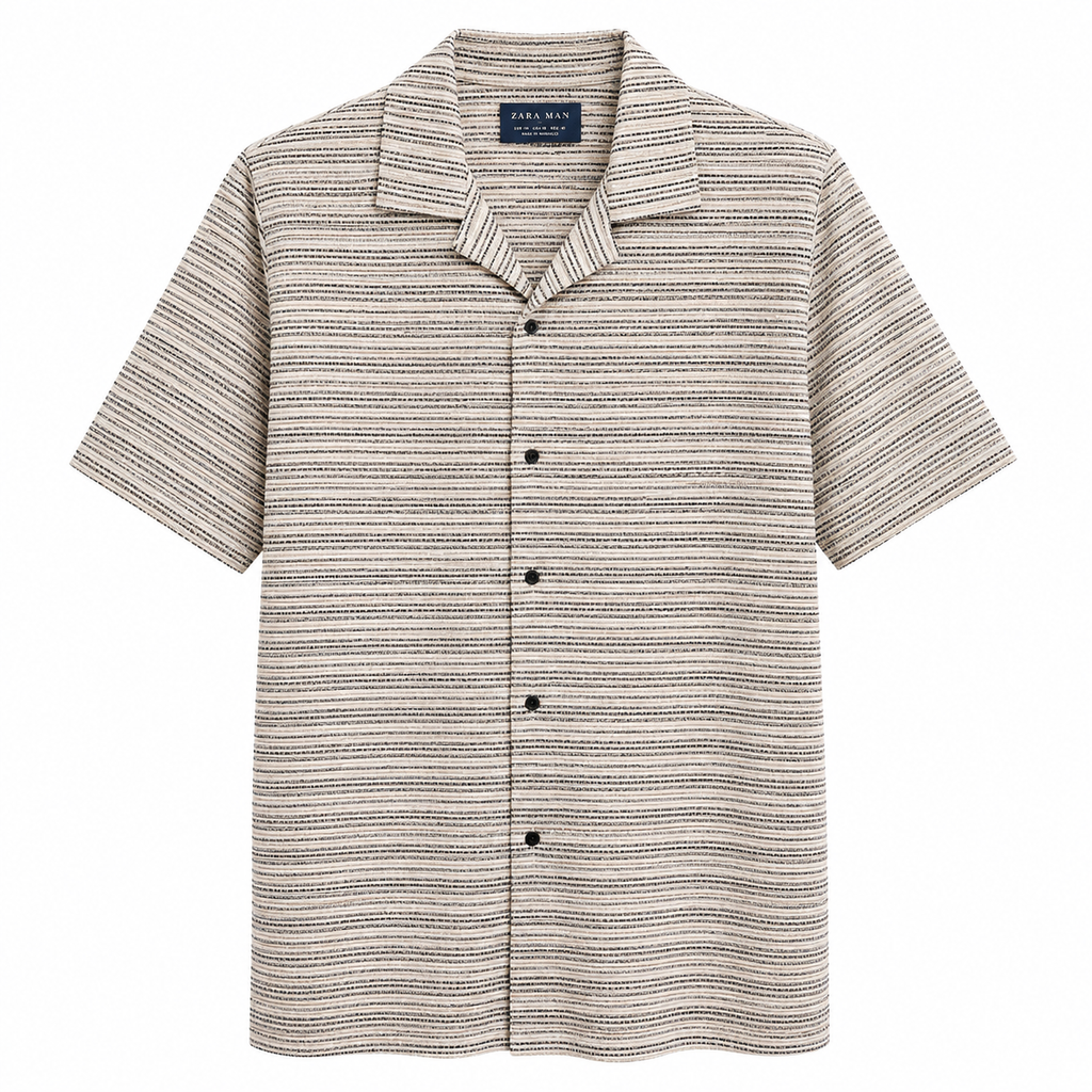 Striped Knit Camp Collar Resort Shirt