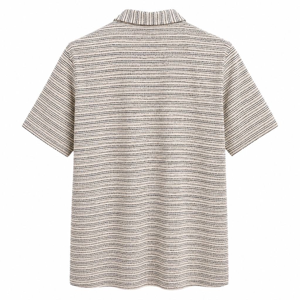 Striped Knit Camp Collar Resort Shirt