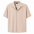 Textured Cuban Collar Short Sleeve Shirt