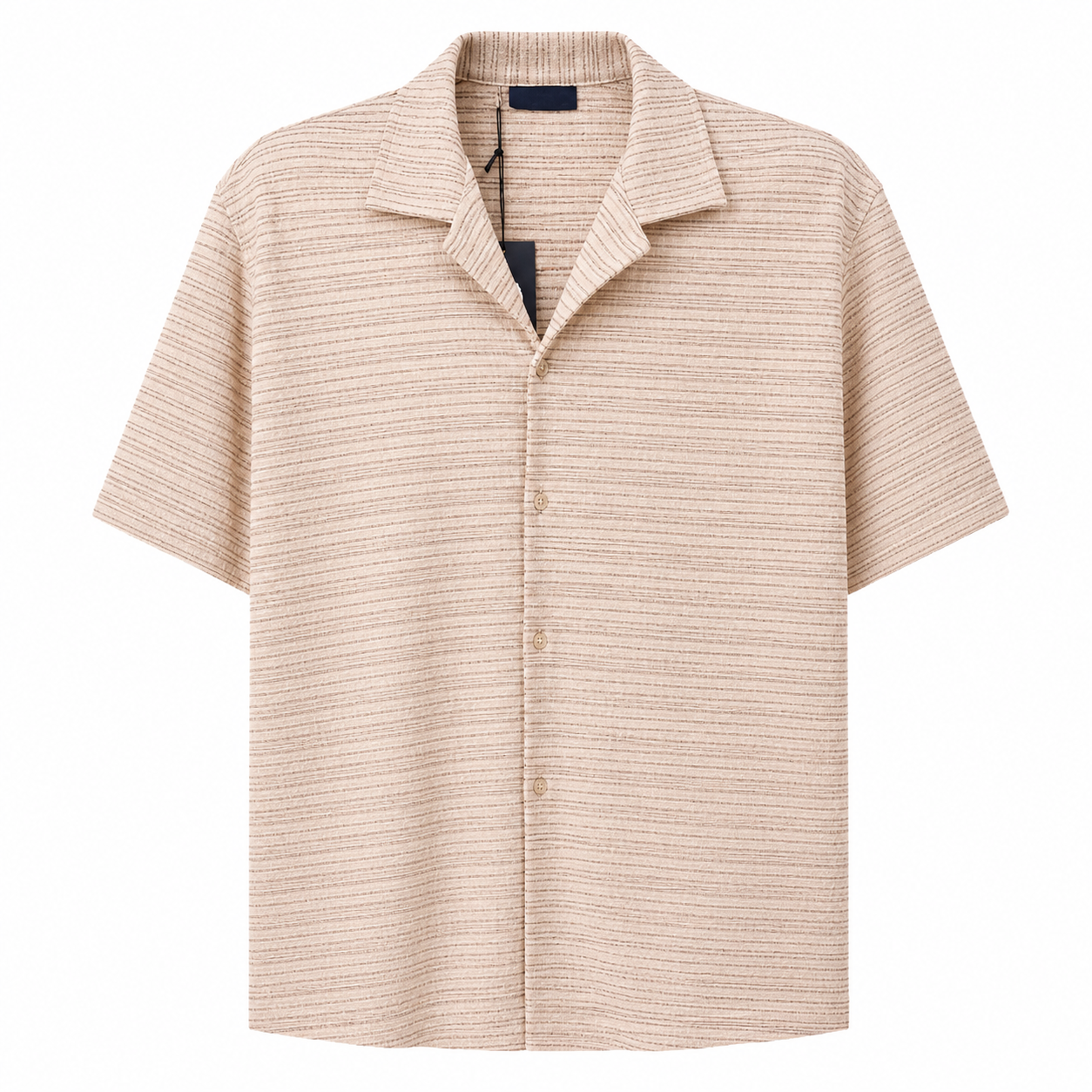 Textured Cuban Collar Short Sleeve Shirt
