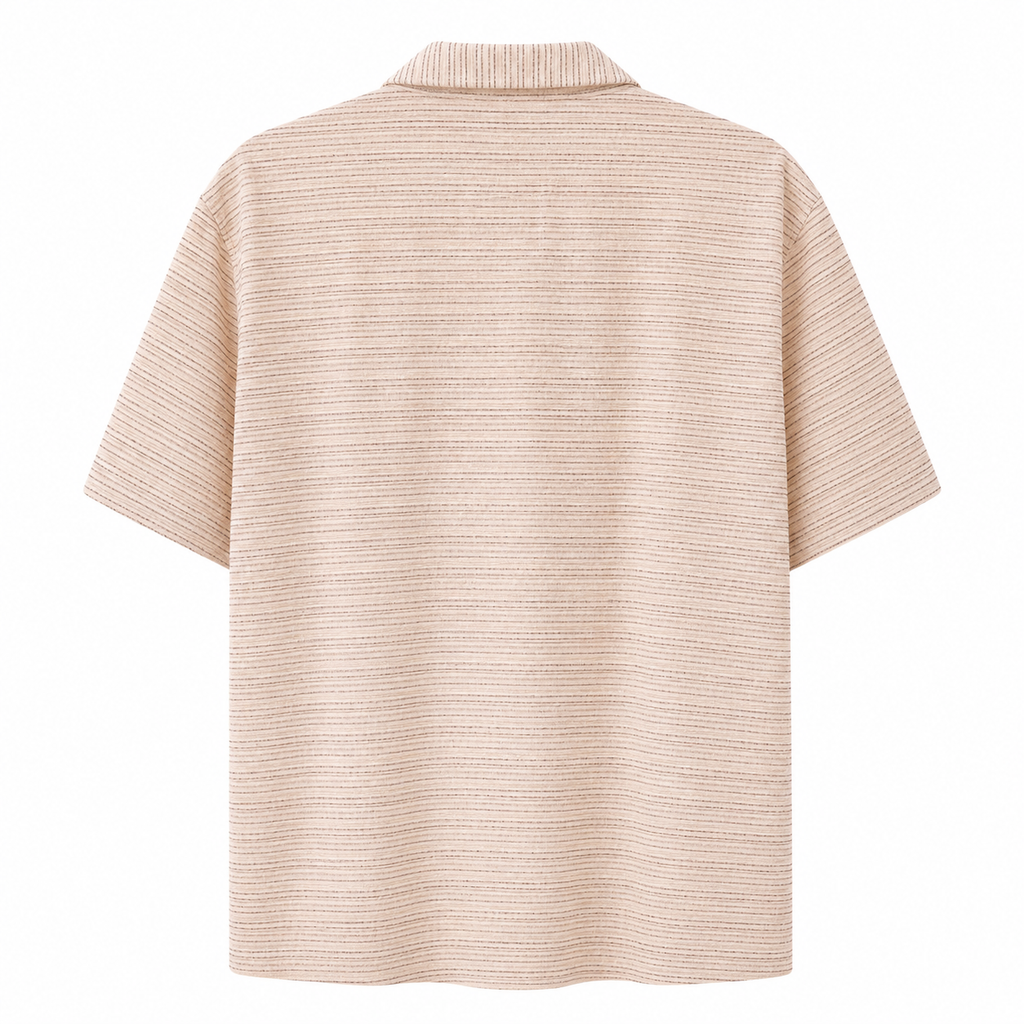 Textured Cuban Collar Short Sleeve Shirt