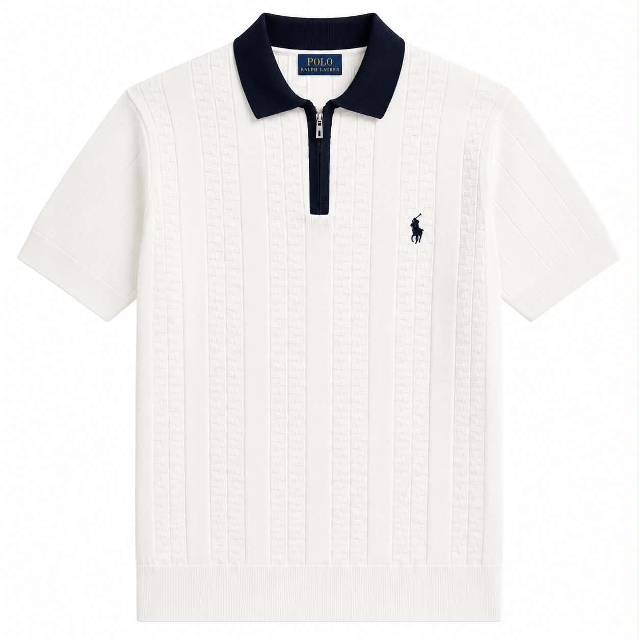 Monaco Knit Zip Polo – White