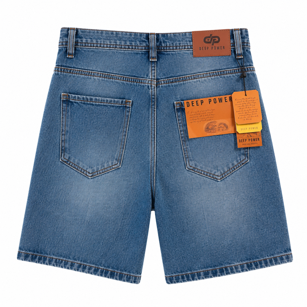 Deep Power Distressed Denim Shorts