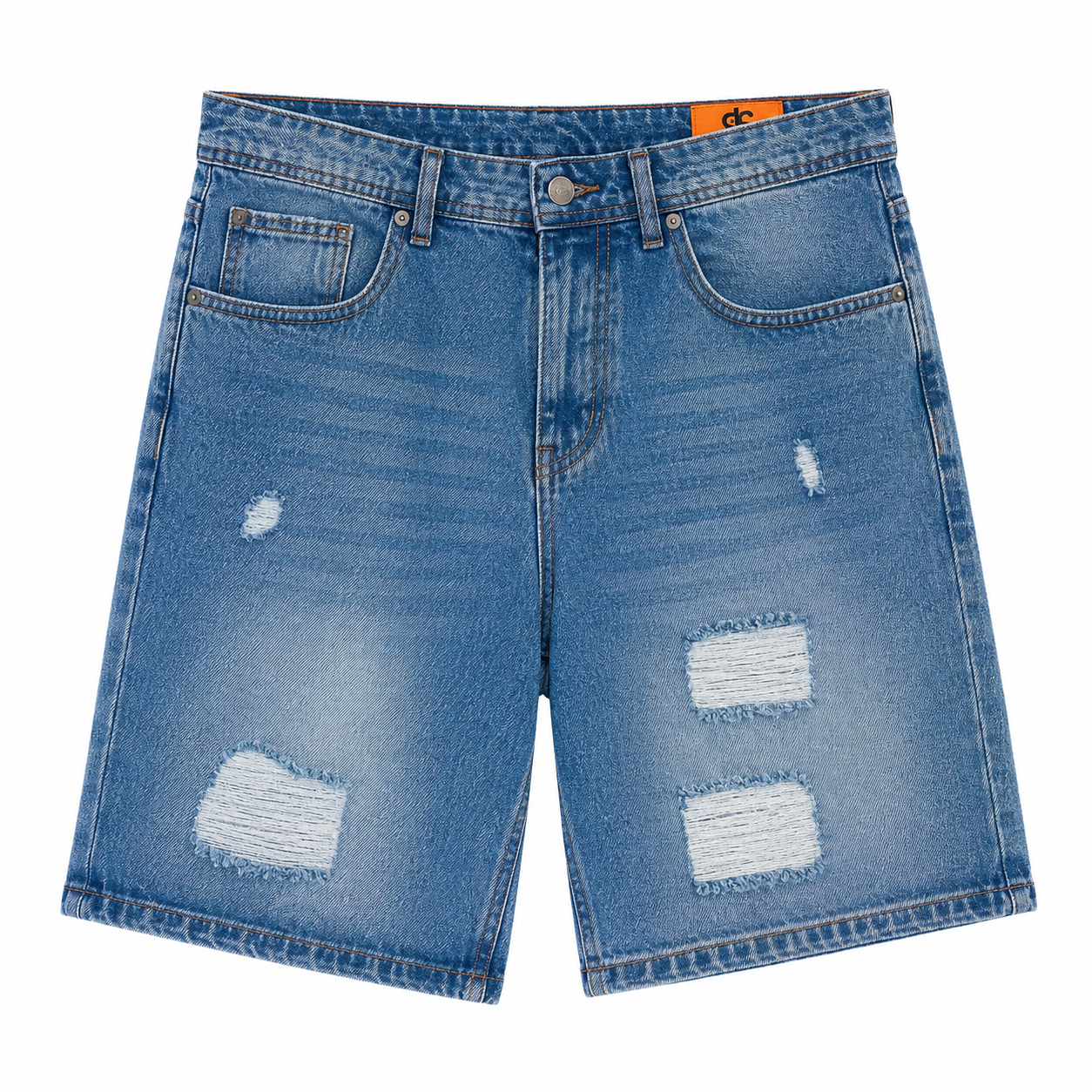 Deep Power Distressed Denim Shorts