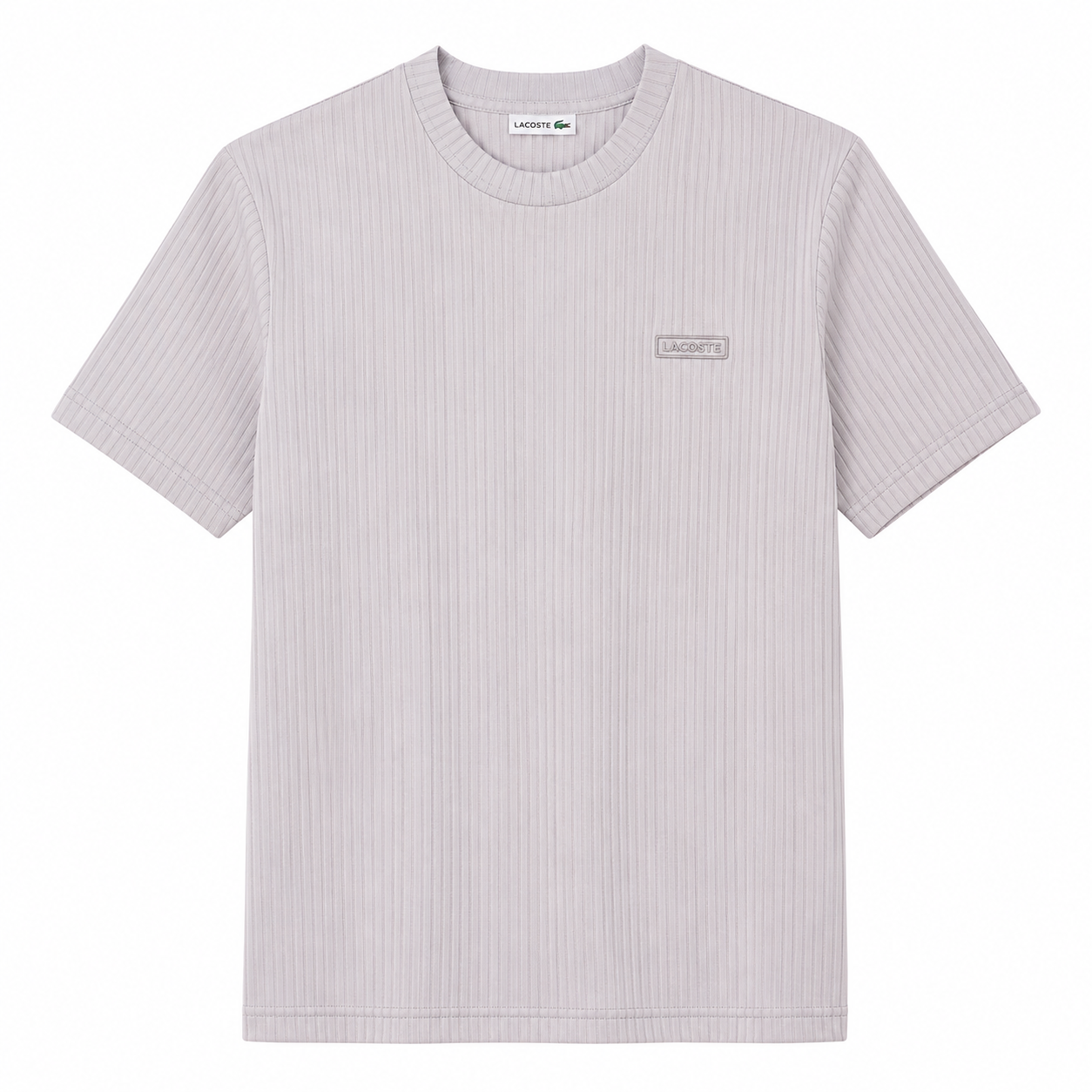 Lacoste Light Grey Ribbed Knit T-Shirt