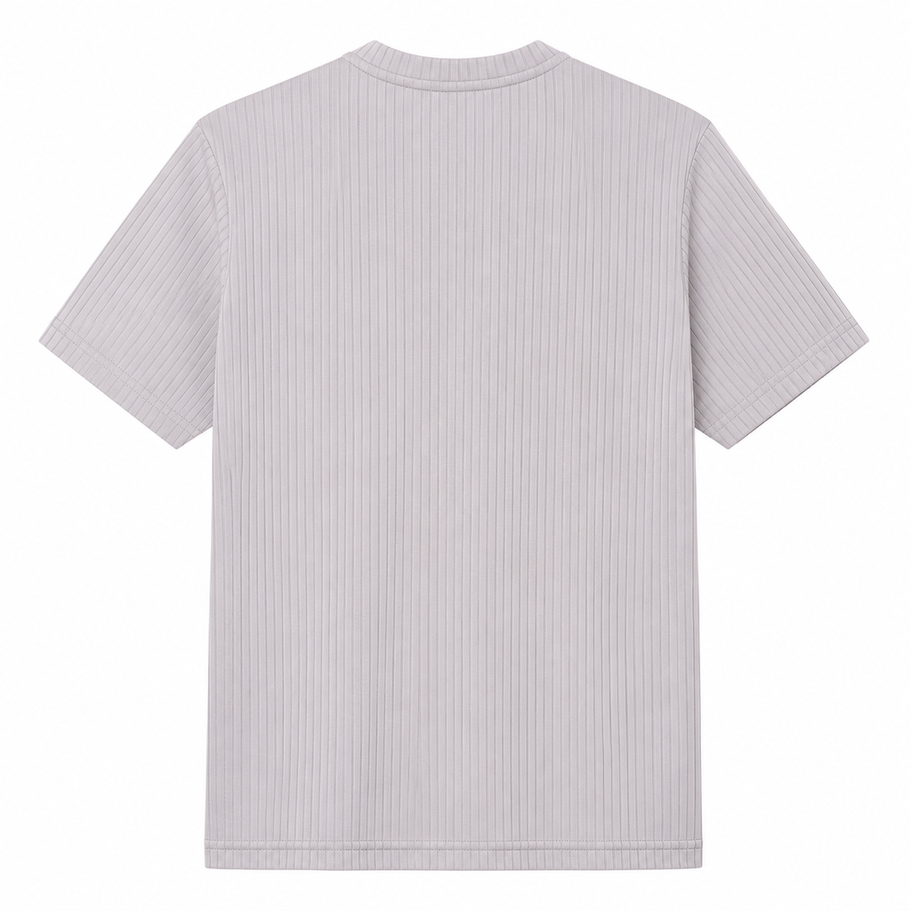Lacoste Light Grey Ribbed Knit T-Shirt