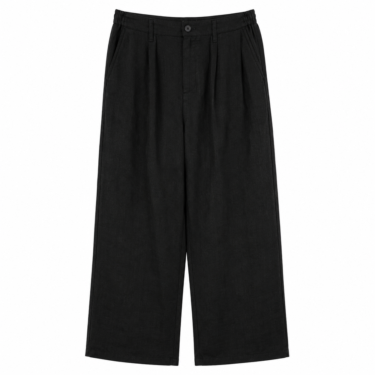 Classic Linen Wide-Leg Pants – Black