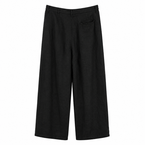 Classic Linen Wide-Leg Pants – Black