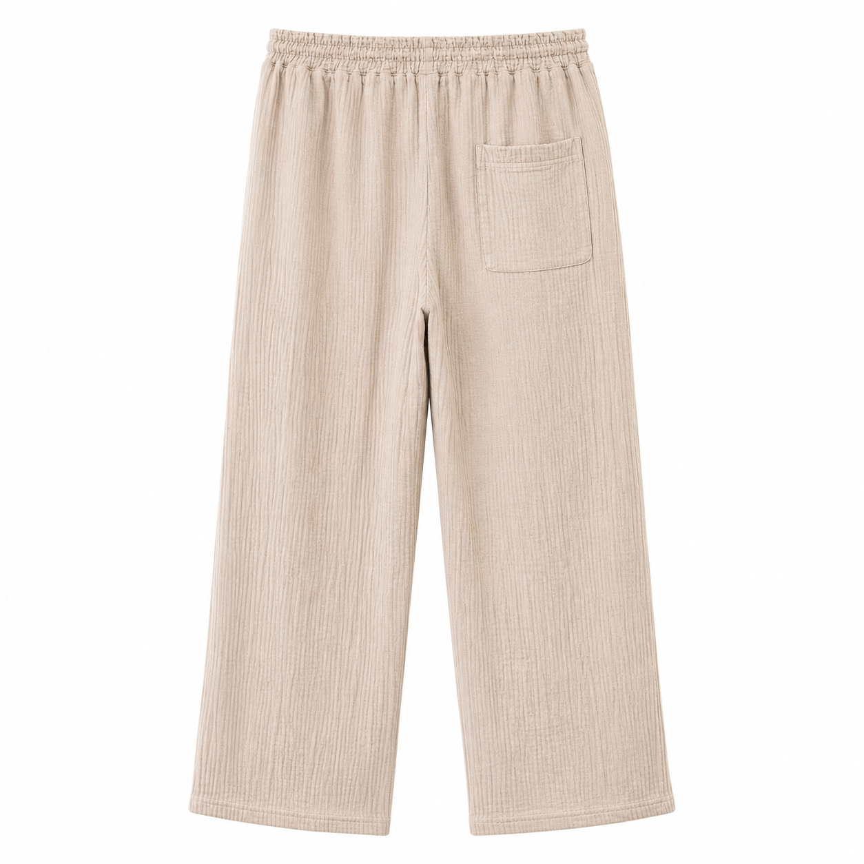 Ribbed Wide-Leg Lounge Pants – Beige