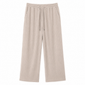 Ribbed Wide-Leg Lounge Pants – Beige
