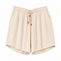 Beige Linen Relaxed Drawstring Shorts