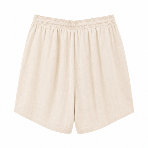 Beige Linen Relaxed Drawstring Shorts