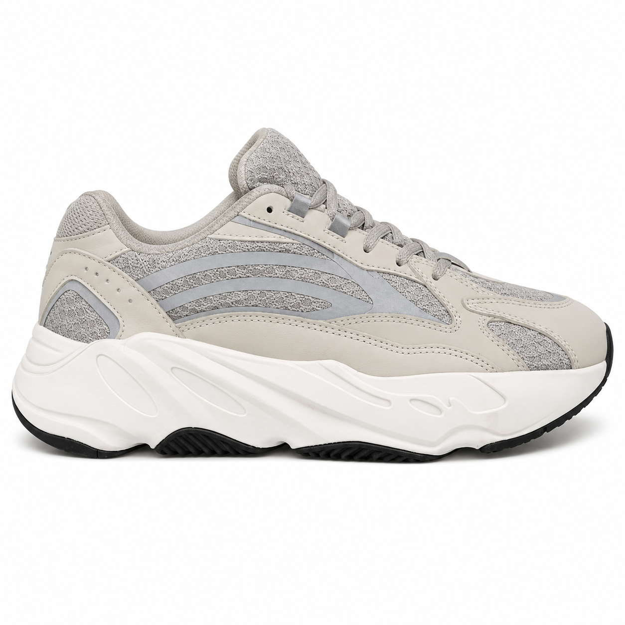 Chunky Wave Runner Sneakers – Cream/Grey