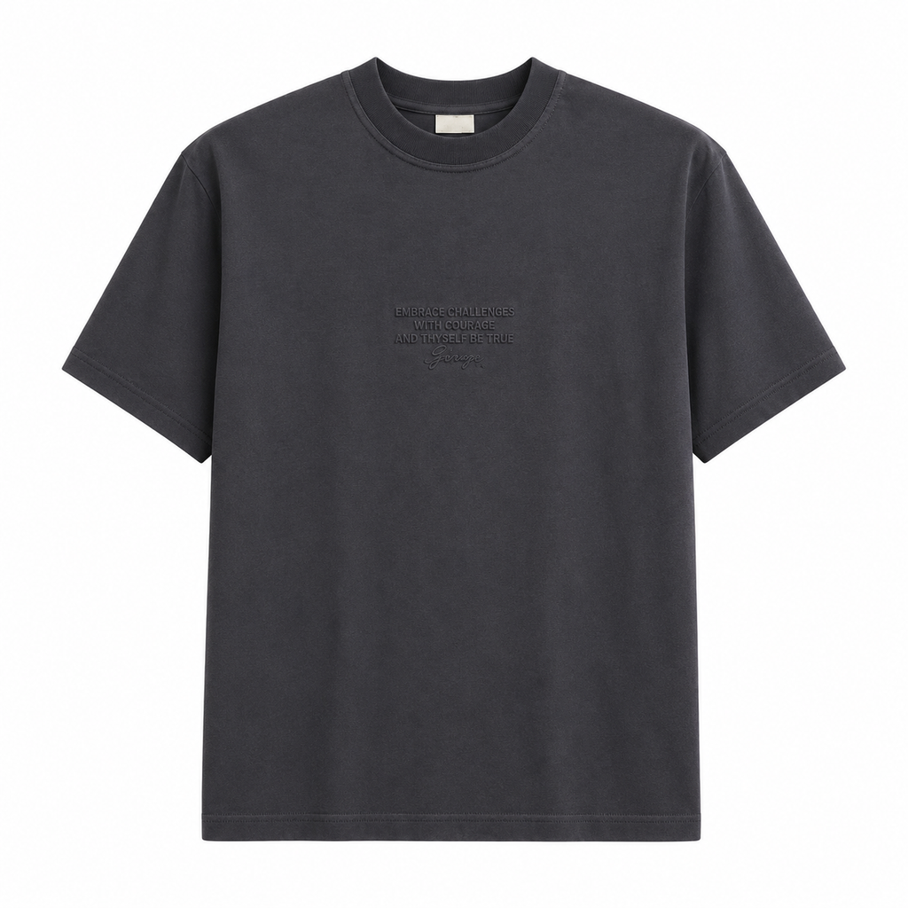 Embrace Challenges Embroidered Oversized T-Shirt – Charcoal Grey