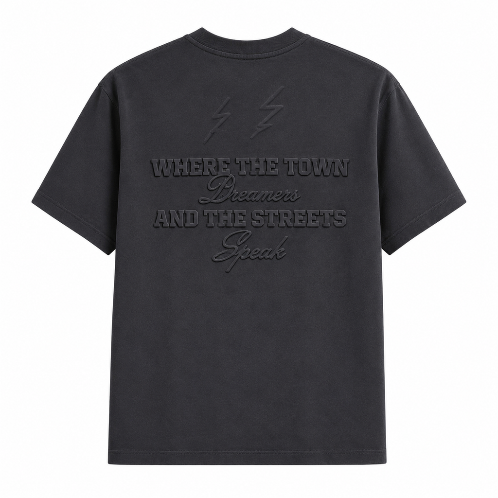 Embrace Challenges Embroidered Oversized T-Shirt – Charcoal Grey