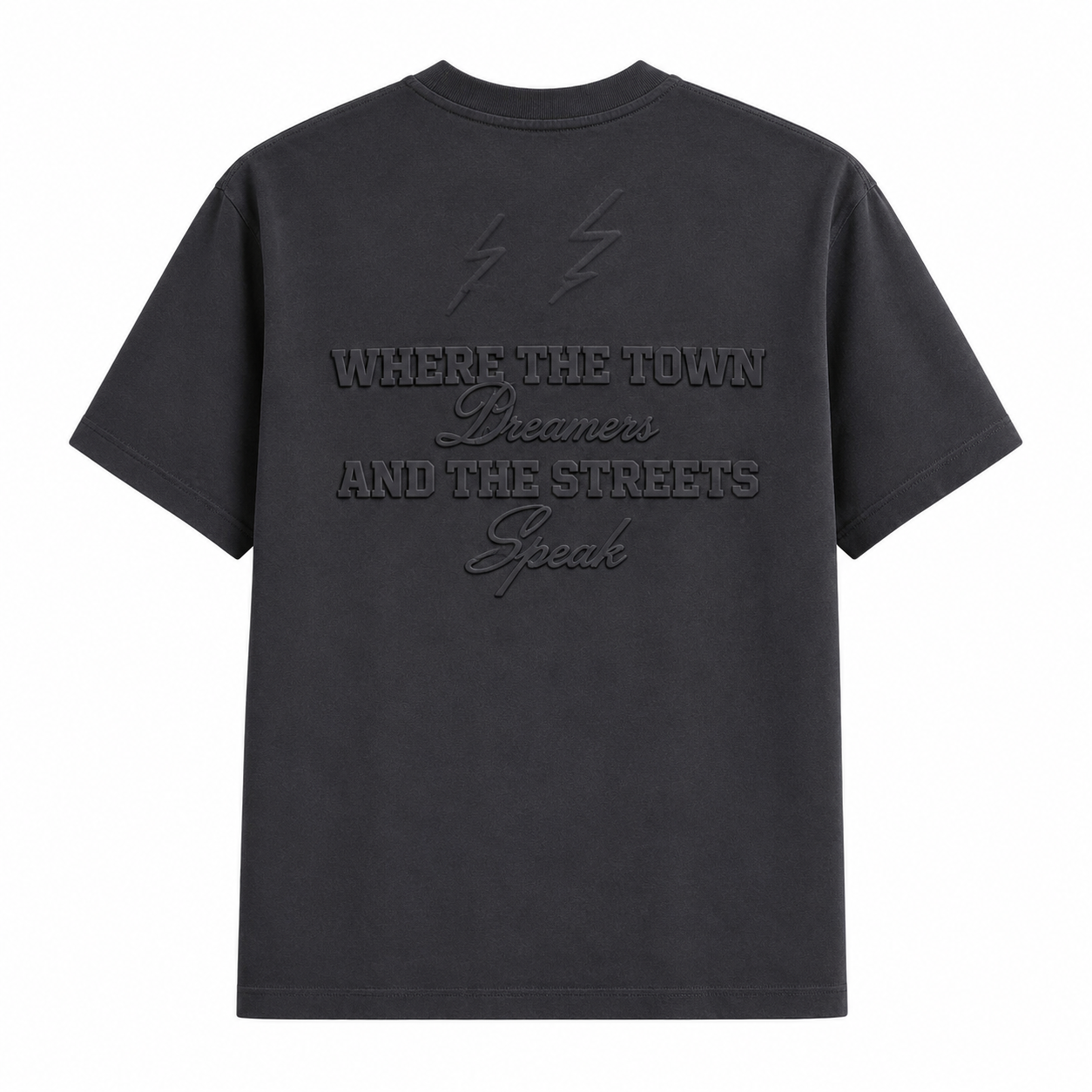Embrace Challenges Embroidered Oversized T-Shirt – Charcoal Grey