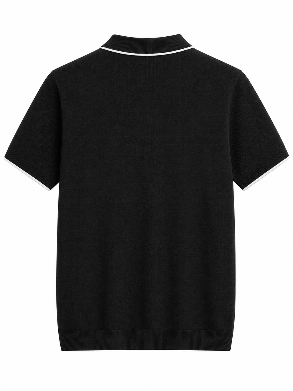 Premium Contrast Collar Knit Polo Shirt – Black