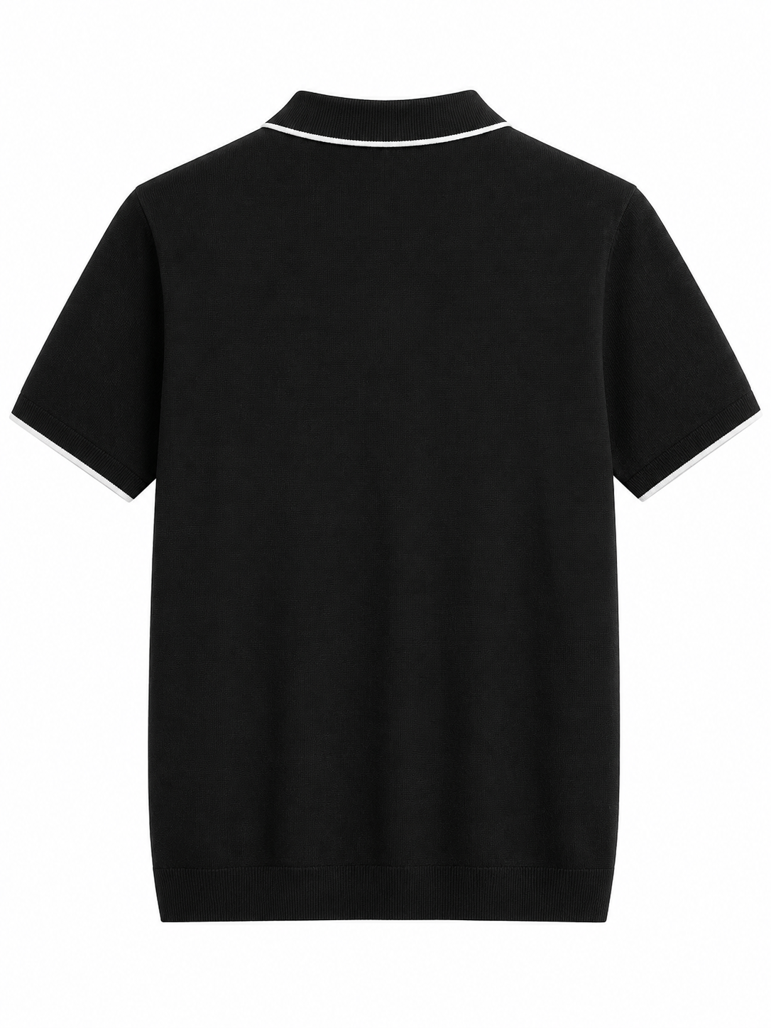 Premium Contrast Collar Knit Polo Shirt – Black