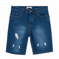 Distressed denim shorts