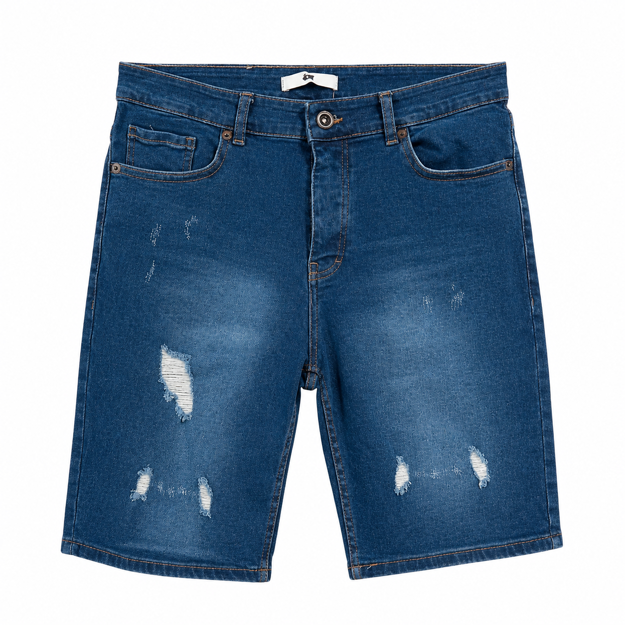 Distressed denim shorts