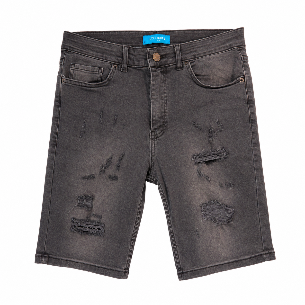 Charcoal Distressed Denim Shorts