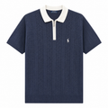 Monaco Knit Zip Polo - Navy