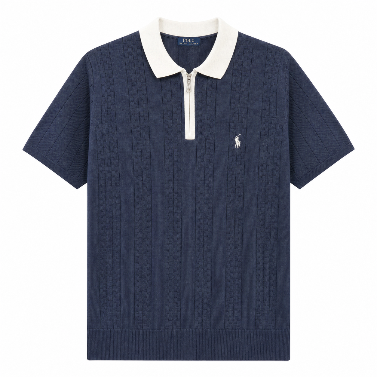 Monaco Knit Zip Polo - Navy