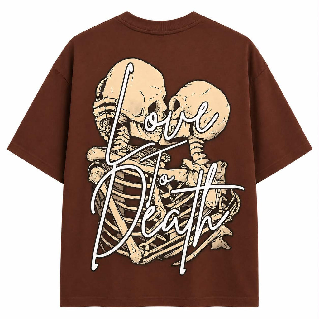 Love To Death Oversized Tee - Brown