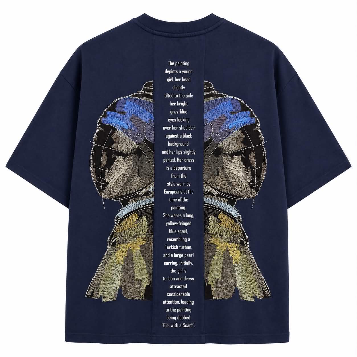 Vintage Scarf Girl Oversized Tee - Navi